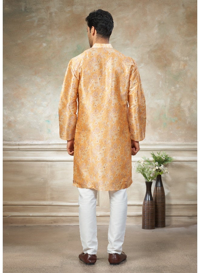OUTLUK Yellow Premium Silk Kurta for Men - Image 2